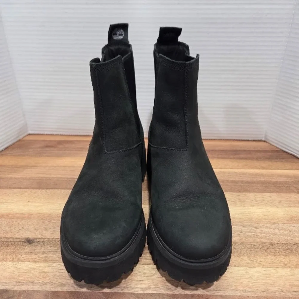 Timberland Carnaby Cool Chelsea Boots Women's 7 Black Nubuck Leather Lug A5NPK